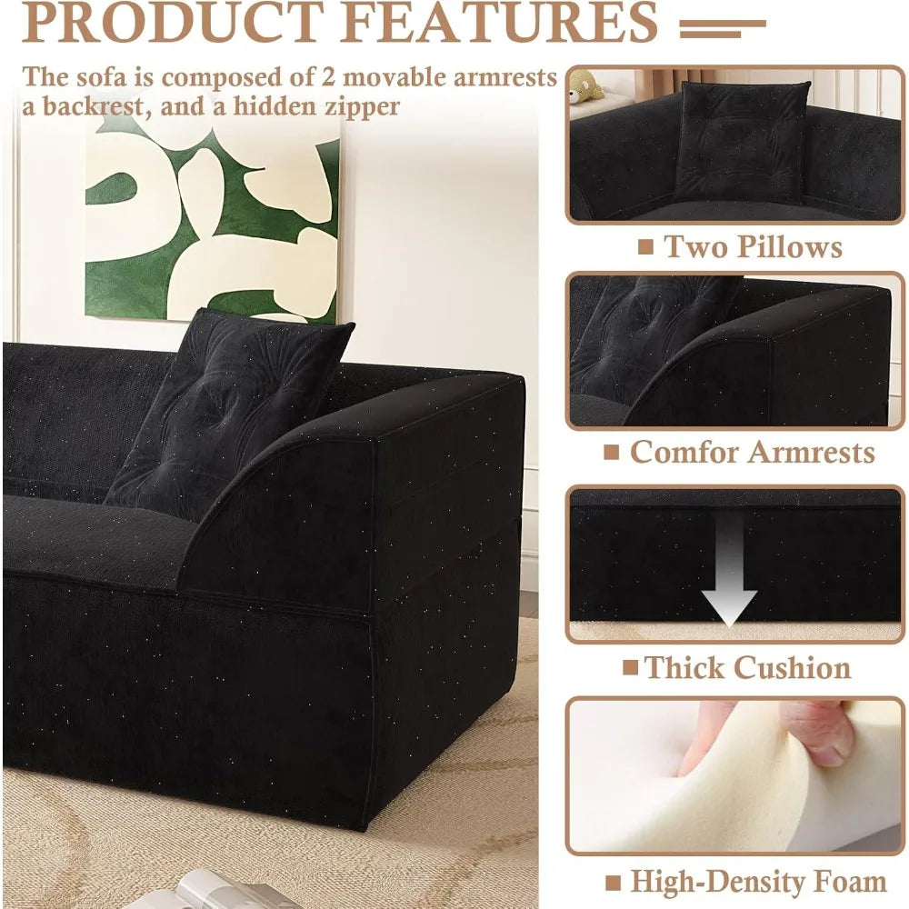 Convertible Sofa Bed for Living Room, Boneless Couches, Compressed Memory Foam Floor Couch, Easy Setup Couch in a Box, Spine Sup