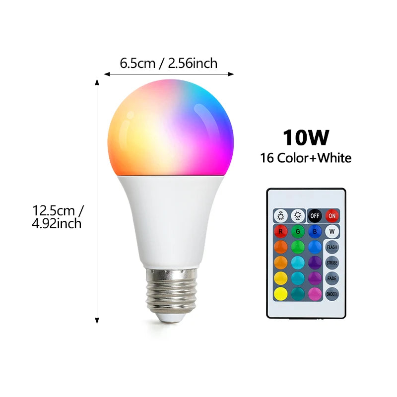24 Key Remote Control Smart Lamp Atmosphere Light 16 Colors RGB Bulb LED Multicolor Bulb E27 220V Household Lighting Dimmable