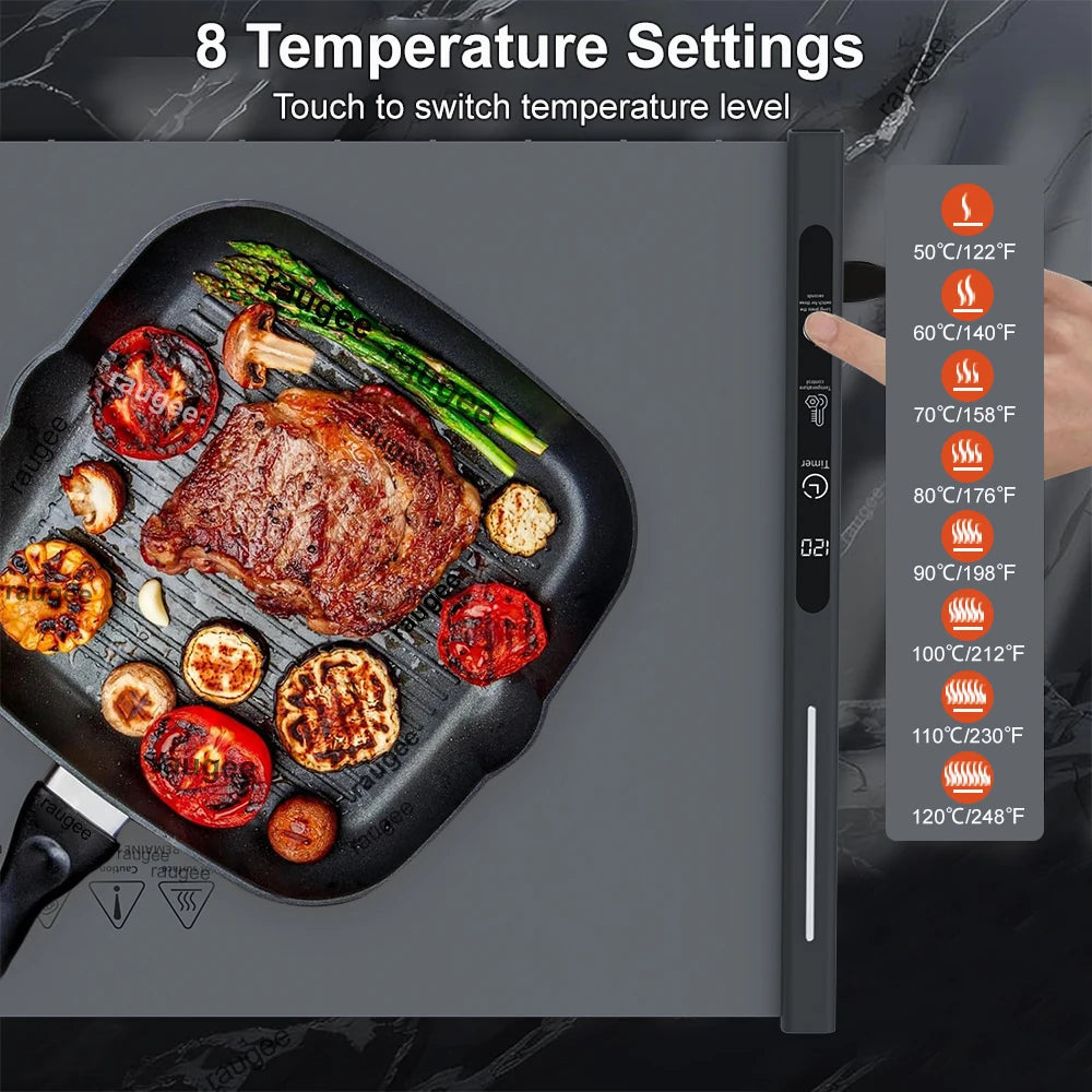 Electric Foldable Food Warmer Plate Smart Food Warming Tray Fast Heating Mat With 8 Temperature Settings Kitchen Warming Tray