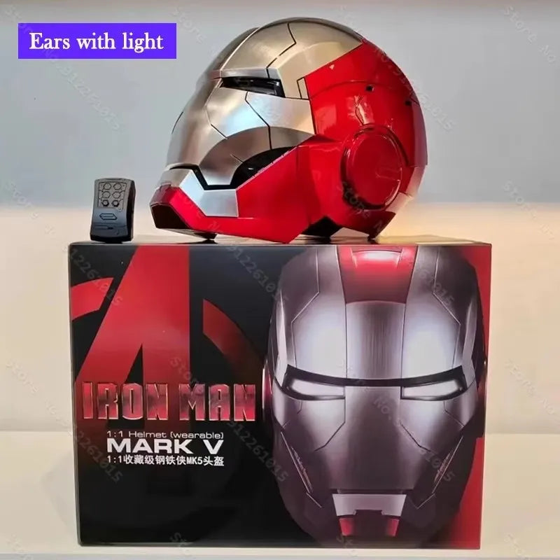 Iron Man Helmet Mk5 Electric Voice Activated Control Wearable Mask 1:1 Automatic Opening Closing Model Figure Adult Toy Gift