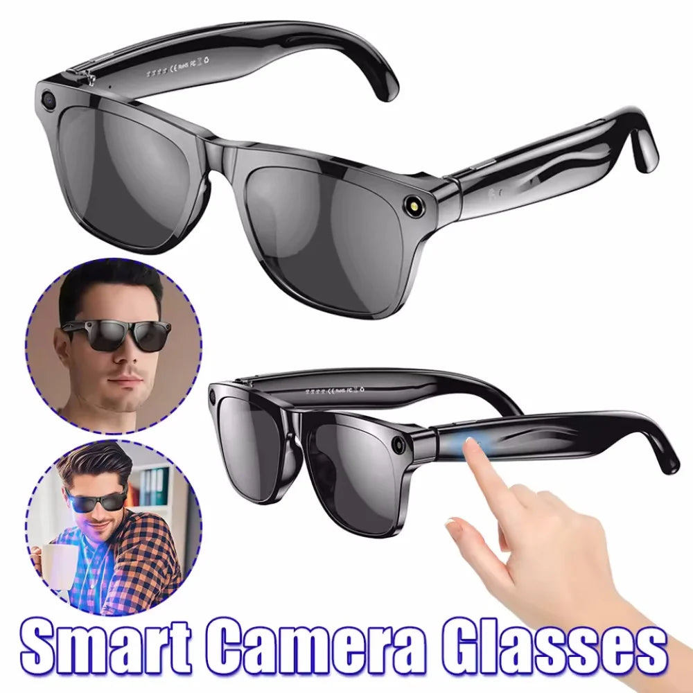 Smart Glasses AI Camera HD Wearable Mini Camera Bluetooth Voice Assistant Control Video Photo Recorder With Touch Botton