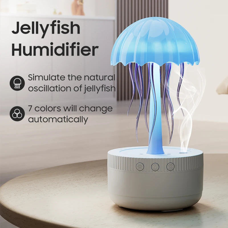7 Colorful Night Light  Atomization Humidification Dynamic Jellyfish Essential Oil Diffuser 300ML Jellyfish Air Humidifier