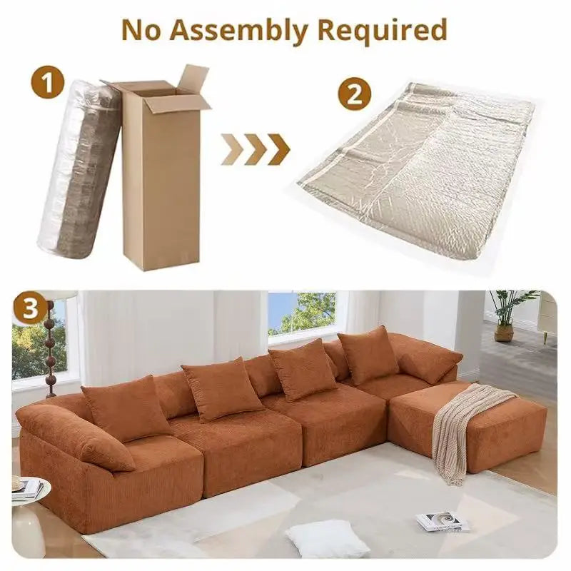 High Quality Modern Vacuum Sealed Pack Couch Modular Sectional Full Sponge Compressed Frameless Living Room Sofa Set Furniture