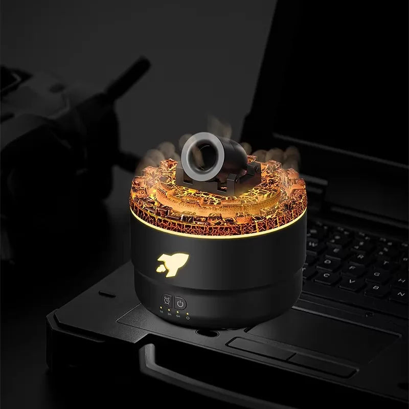 200ML Ultrasonic Simulated Smoke Cannon Firing Gunner 7 Color Led Light Essential Oil  Air Humidifier Aroma Diffuser for Hotel