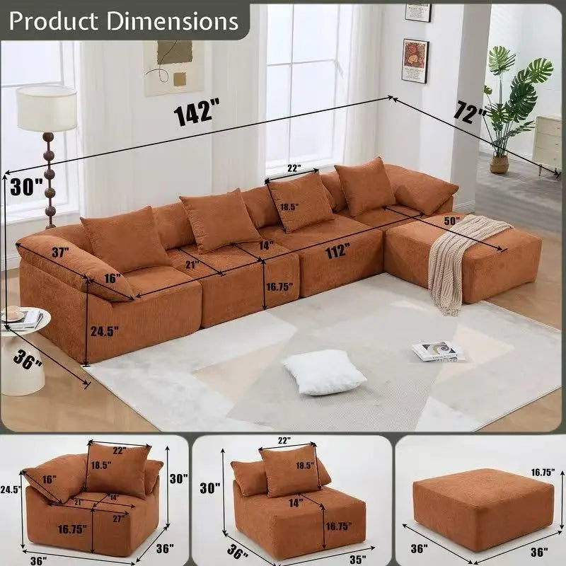 High Quality Modern Vacuum Sealed Pack Couch Modular Sectional Full Sponge Compressed Frameless Living Room Sofa Set Furniture