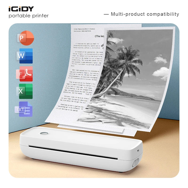 A80 Portable Small Wireless Printer, Supports 8.5" x 11" US Letter and A4 Thermal Paper, Compatible with iOS Android and Laptops