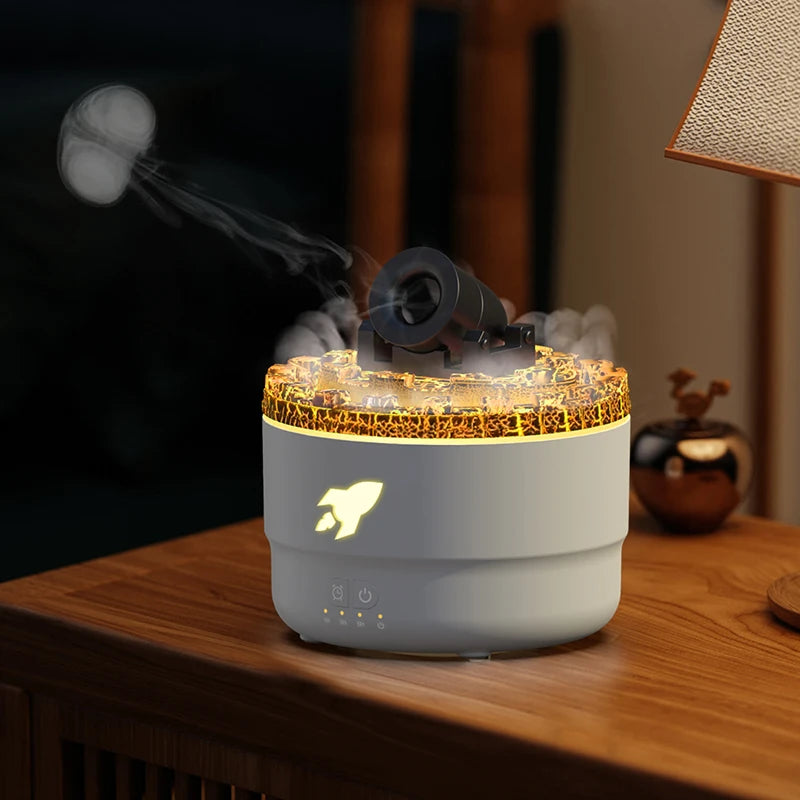 200ML Ultrasonic Simulated Smoke Cannon Firing Gunner 7 Color Led Light Essential Oil  Air Humidifier Aroma Diffuser for Hotel