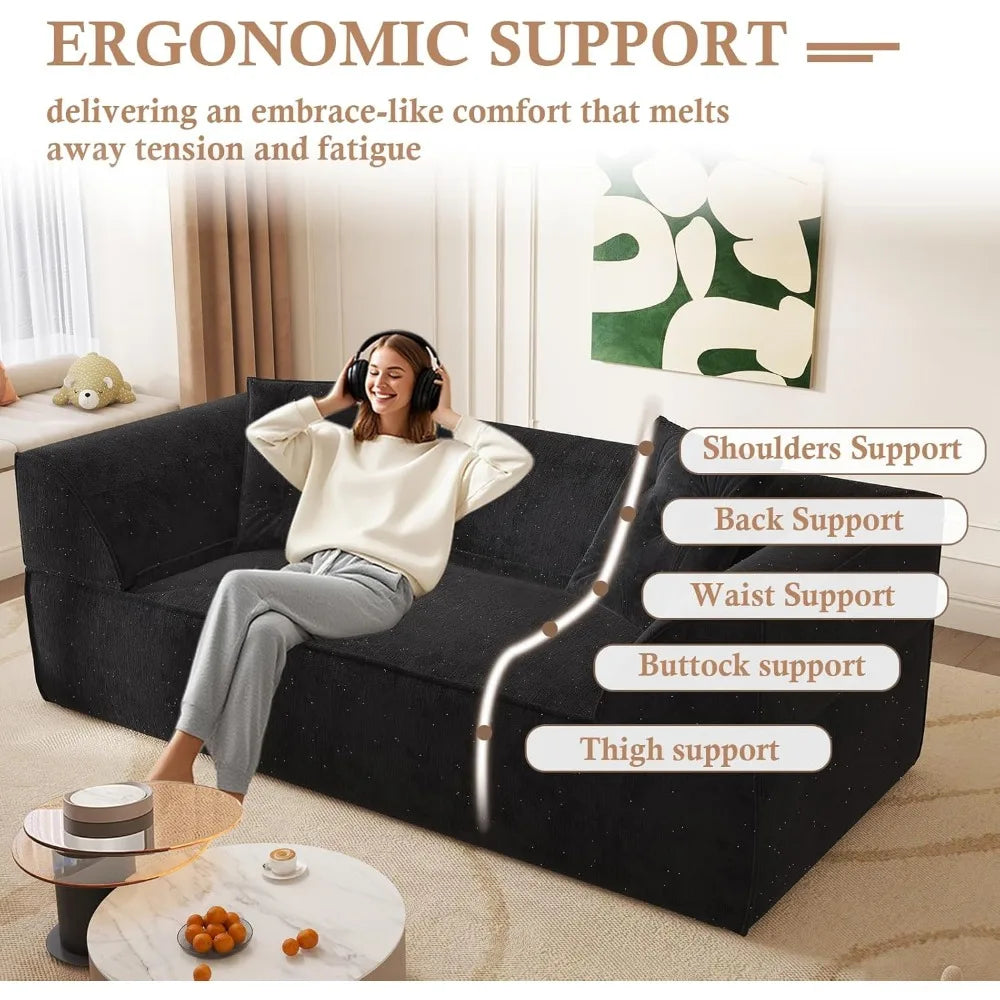 Convertible Sofa Bed for Living Room, Boneless Couches, Compressed Memory Foam Floor Couch, Easy Setup Couch in a Box, Spine Sup