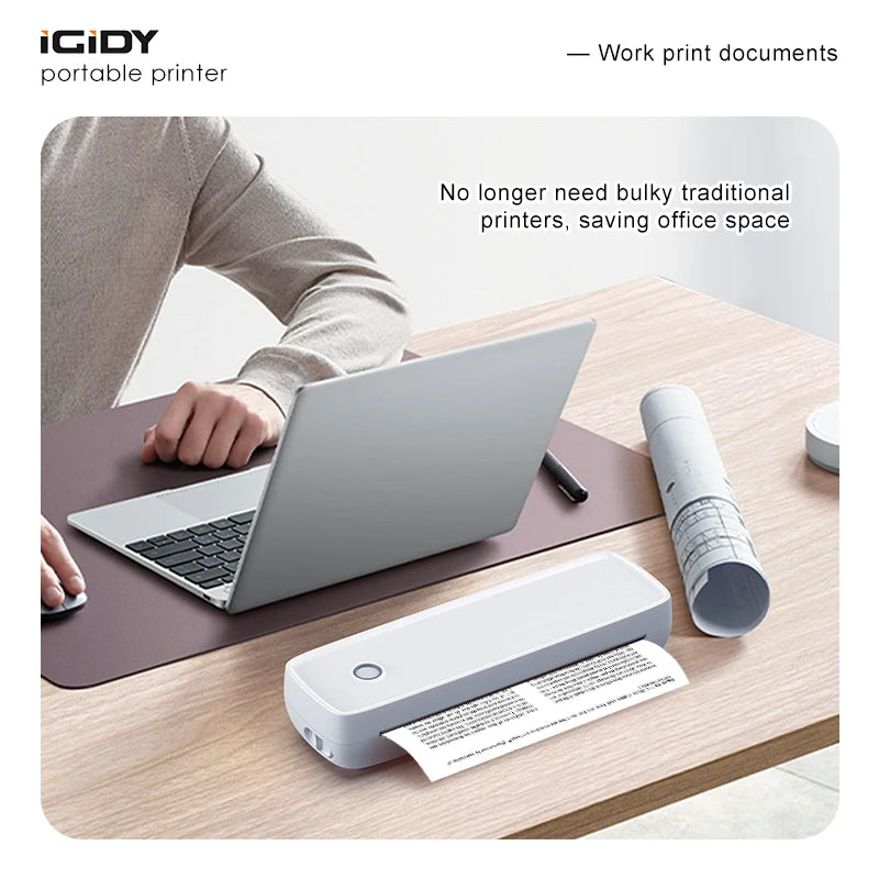 A80 Portable Small Wireless Printer, Supports 8.5" x 11" US Letter and A4 Thermal Paper, Compatible with iOS Android and Laptops