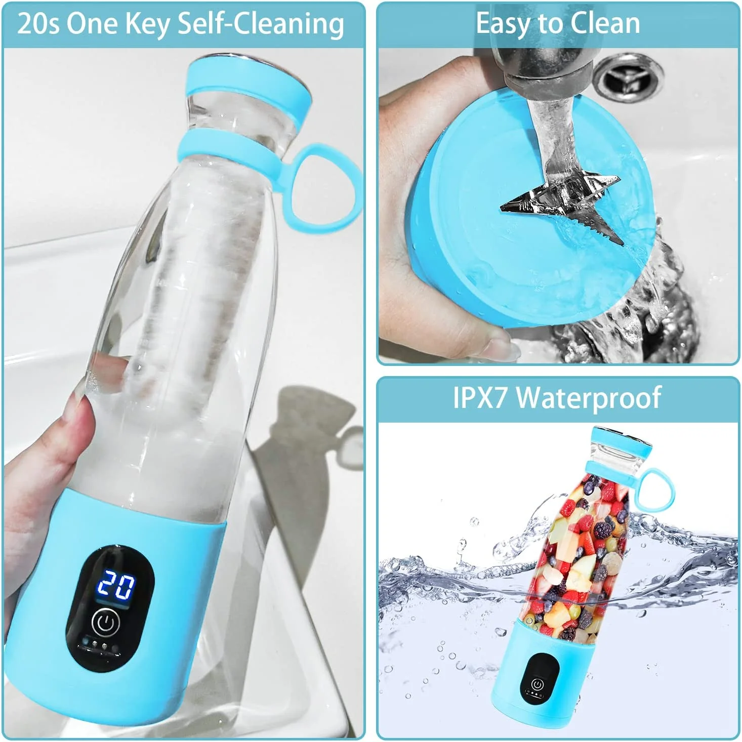 Waterproof 300W 500 ML Electric Personal Fruit Juicer Squeezer Cup Hand Held Blender Portable Blender