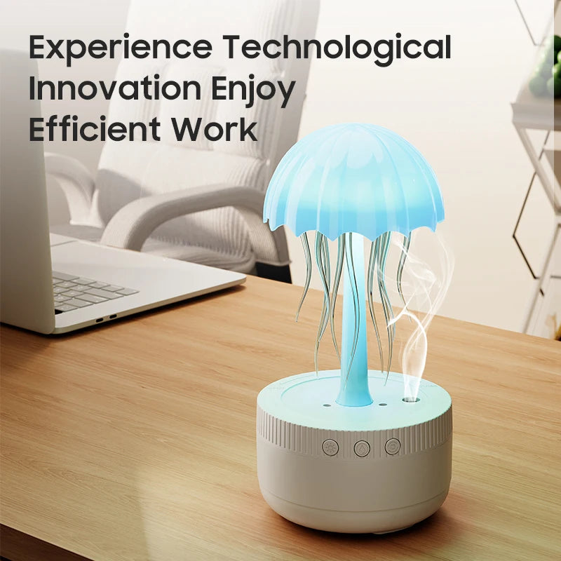 7 Colorful Night Light  Atomization Humidification Dynamic Jellyfish Essential Oil Diffuser 300ML Jellyfish Air Humidifier