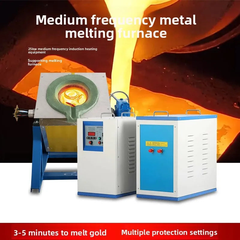 Medium Induction Heating Machine Aluminum Copper Iron Melting Automatic High Frequency Metal Smelting Furnace